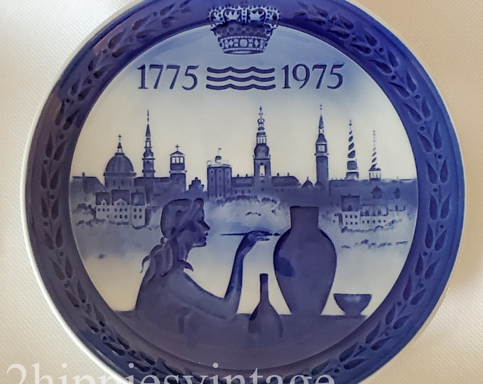 Featured listing image: TWO Vintage Danish Royal Copenhagen Bicentenary Porcelain Christmas Collector Plates 1975 1976