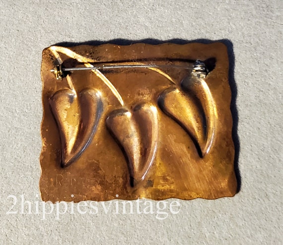 VINTAGE REBAJES Large Rectangular Copper Brooch W… - image 4