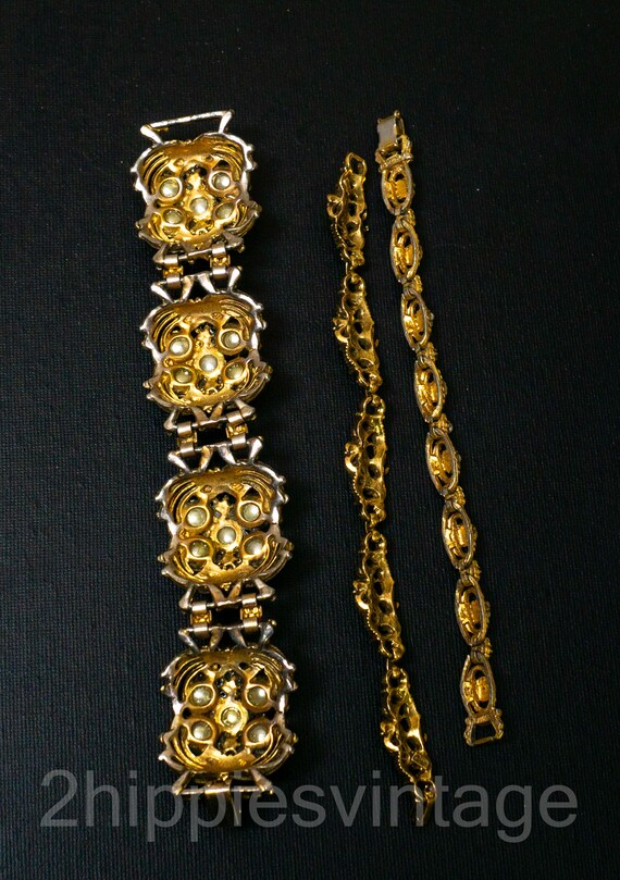 Three Florenza Coro Vintage Costume Jewelry Brace… - image 4