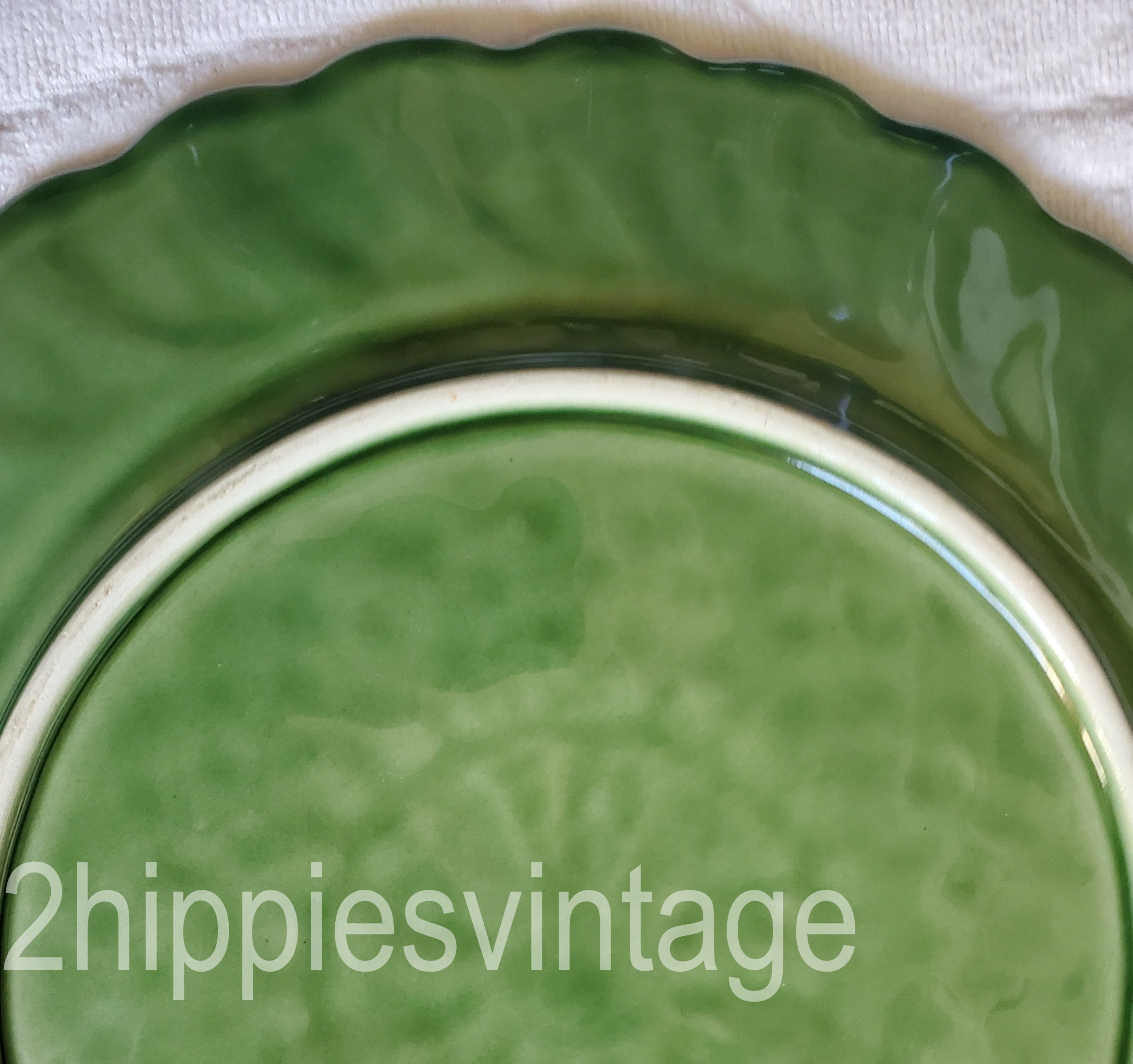 Vintage Dinner Plate Basketweave Green by BORDALLO PINHEIRO Portugal