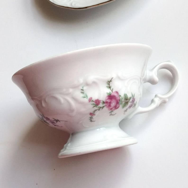 Four Piece Set of Wawel Pink Rose Garden Vintage Polish China