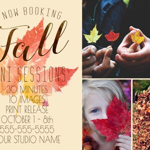 Fall Mini Session Photoshop Template Marketing Board for Photographers image 2