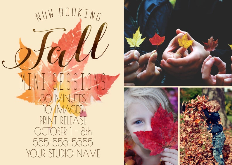 Fall Mini Session Photoshop Template Marketing Board for Photographers image 2