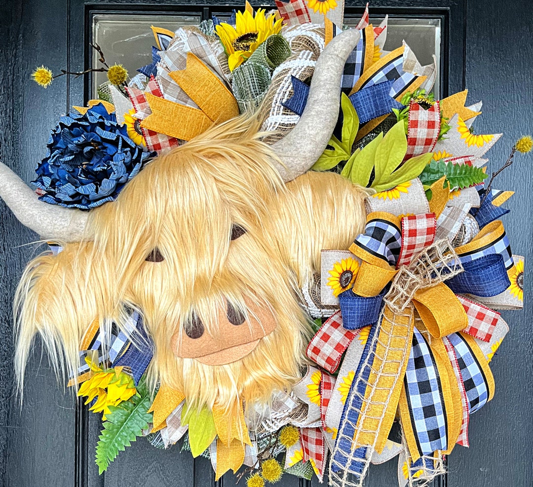 Hyland Cow Wreath, Country Cow Wreath, Country Cow Decoration, Best