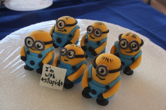 Fondant Minion Cake Toppers 6 Medium Size Etsy