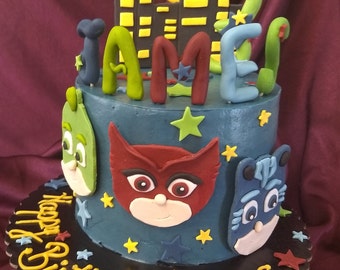 12 Pj Mask Paper Cupcake Toppers Owlette Catboy Geko Etsy