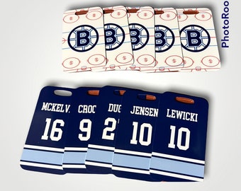Personalized Hockey Bag Tag: Custom Team Name & Number
