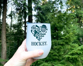 Personalized Hockey Insukated Wine Cup: Hockey Mom Gift