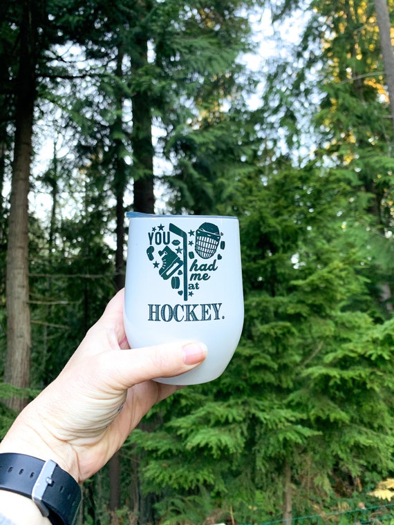 Personalized Hockey Insukated Wine Cup: Hockey Mom Gift