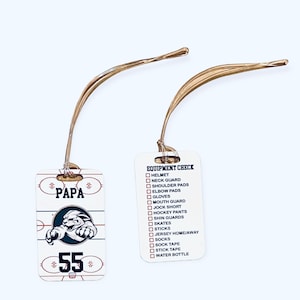 Custom Hockey Bag Tag. Hockey Bag Checklist with logo, name and number. Personalized luggage Tag. Team Gift. Tournament Gift. Kota Couture