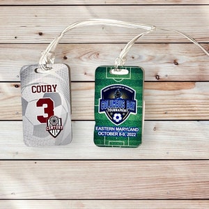 Custom Tournament Bag Tag. Soccer Logo Bag Tags. Sport bag Tag. Personalized luggage Tag. Team Gift. Kota Couture.