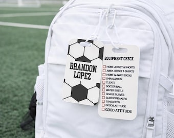 Custom Soccer Bag Tag: Soccer Equipment Check List.  Kota Couture