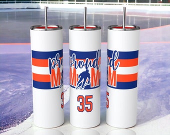 Proud Hockey Mom 20oz Becher. Personalisierte Tasse mit Deckel. Kota Couture.