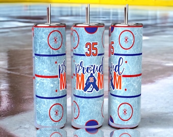 Proud Hockey Mom 20oz Becher. Personalisierte Tasse mit Deckel. Kota Couture.
