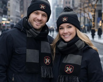 Custom Embroidered Logo Scarf or Winter Hat: Personalized Company Logo Apparel