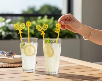 Acrylic Tennis Drink Stirrers: Party Swizzle Sticks, Set of 5