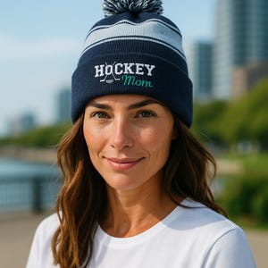 Hockey Mom Hat. Match Your Team Colors. Pom Pom Beanie. Kota Couture