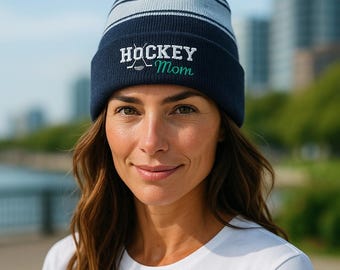 Hockey Mom Pom Pom Beanie. Customize to Match your Team - Kota Couture
