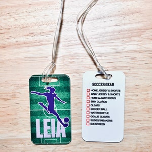 Custom Soccer Bag Tag Equipment Checklist. Personalized luggage Tag. Team Gift. Soccer Bag Tag. Kota Couture