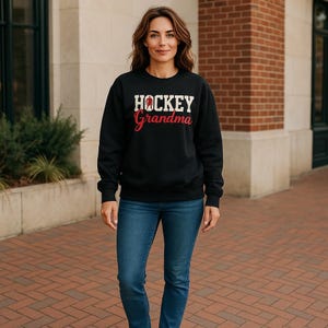 Personalized Hockey Grandma Sweatshirt. Custom Team Spirit Hockey Sweatshirt. Kota Couture