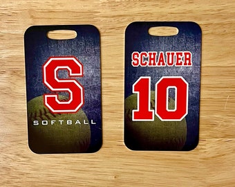 Personalized Softball Team Luggage Tag: Custom Tournament Gift. Kota Couture