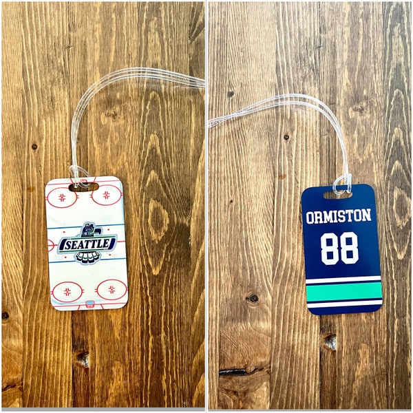 Sport Team Bag Tags. Personalized Luggage Tag. Custom Name Tag. Tournament Swag Tags. Hock Bag Tags. Backpack Name Tag, Kota Couture.