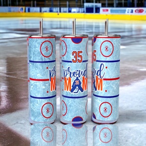 Tumbler for a Proud Hockey Mom Personalized Tumbler to Match Team Colors. 20oz Tumbler Perfect for the Rink. Kota Couture.