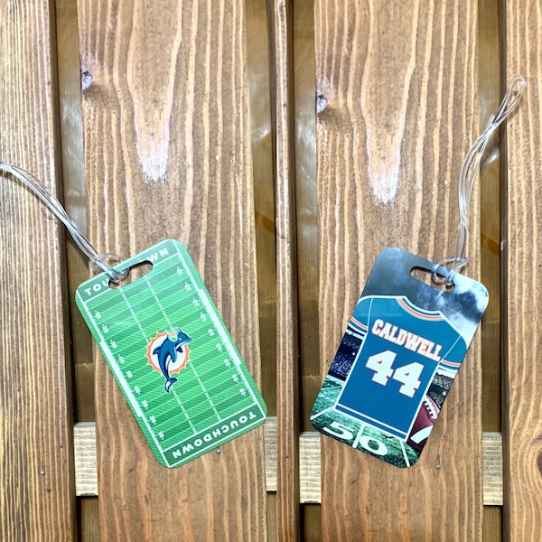 Customized Football Team Bag Tags to match your players team.  Personalized luggage Tag. Team Gift. Tournament Tags. Kota Couture.