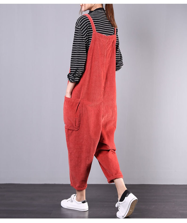 Women Corduroy Bib Jumpsuits Cotton Overalls Pants With Etsy