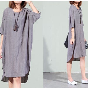 Women Linen Split Dress Asymmetrical Tunic Dress Simple Loose - Etsy