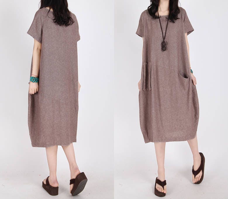 Women Asymmetrical Tunic Dress Linen Dress Simple Loose Dress - Etsy