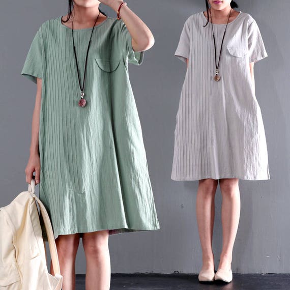 Women Linen Summer Dress Asymmetrical Tunic Dress Casual Dress - Etsy