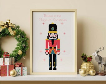 Nutcracker cross stitch pattern, The Christmas Nutcracker cross stitch pattern, believe in the magic of Christmas cross stitch pattern