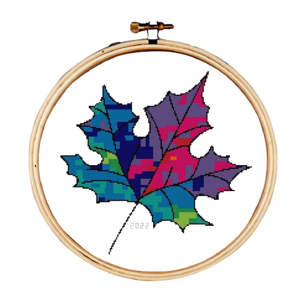 Temperature cross stitch pattern, daily temperature leaf cross stitch pattern, weather cross stitch pattern