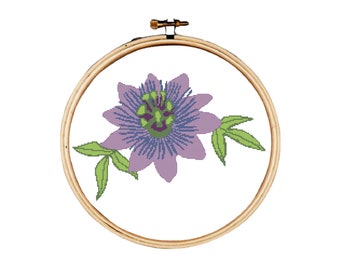 Passion Flower cross stitch pattern, Beautiful Flower cross stitch pattern, Beautiful Passion Flower cross stitch pattern