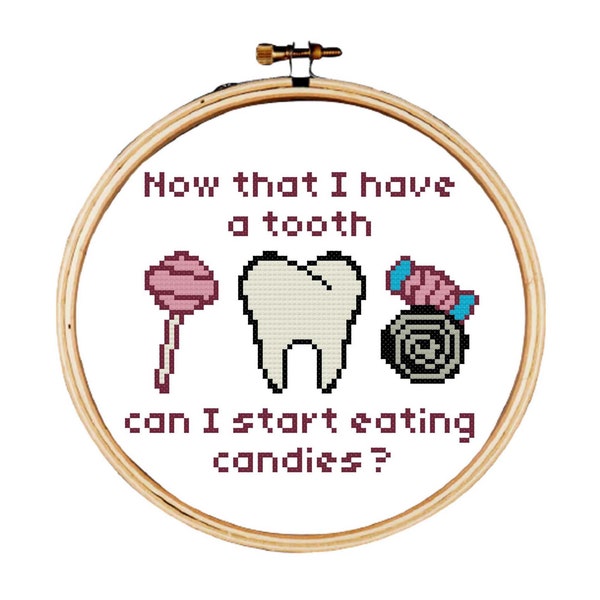 Baby First Tooth Cross Stitch Pattern, teething cross stitch pattern, first tooth celebration cross stitch chart