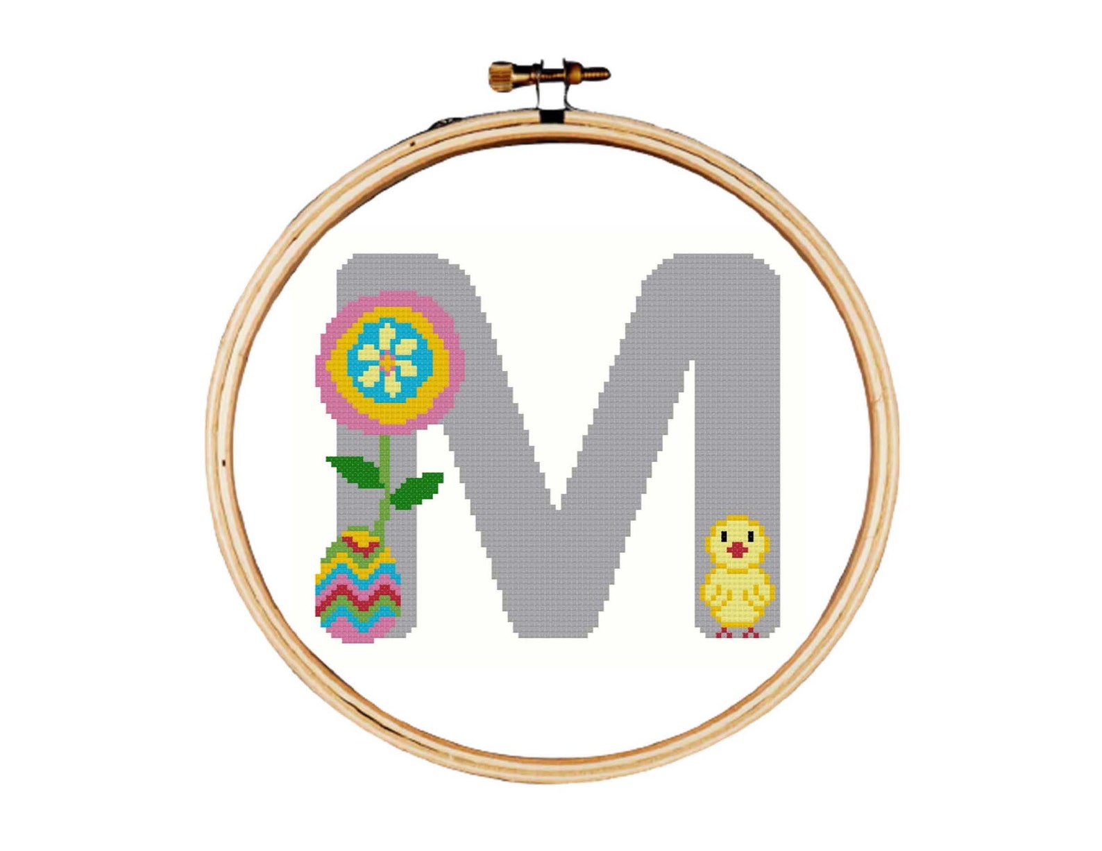 Easter Cross Stitch Pattern, Alphabet Cross Stitch Pattern, Letter M