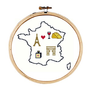Frankreich Karte Kreuzstichmuster, Frankreich Kreuzstichmuster