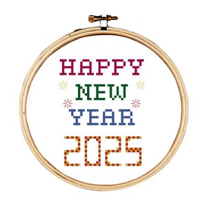 Schema punto croce Felice Anno Nuovo, Schema punto croce Felice Anno Nuovo 2023, Schema punto croce Auguri di Capodanno