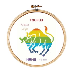 Zodiac cross stitch pattern, Taurus cross stitch pattern