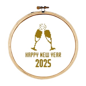 Schema punto croce felice anno nuovo, Schema punto croce felice anno nuovo 2023, Schema punto croce champagne