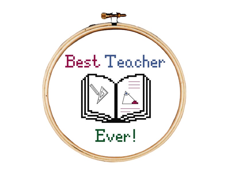 Teacher Cross Stitch Pattern Best Teacher Ever Cross Etsy