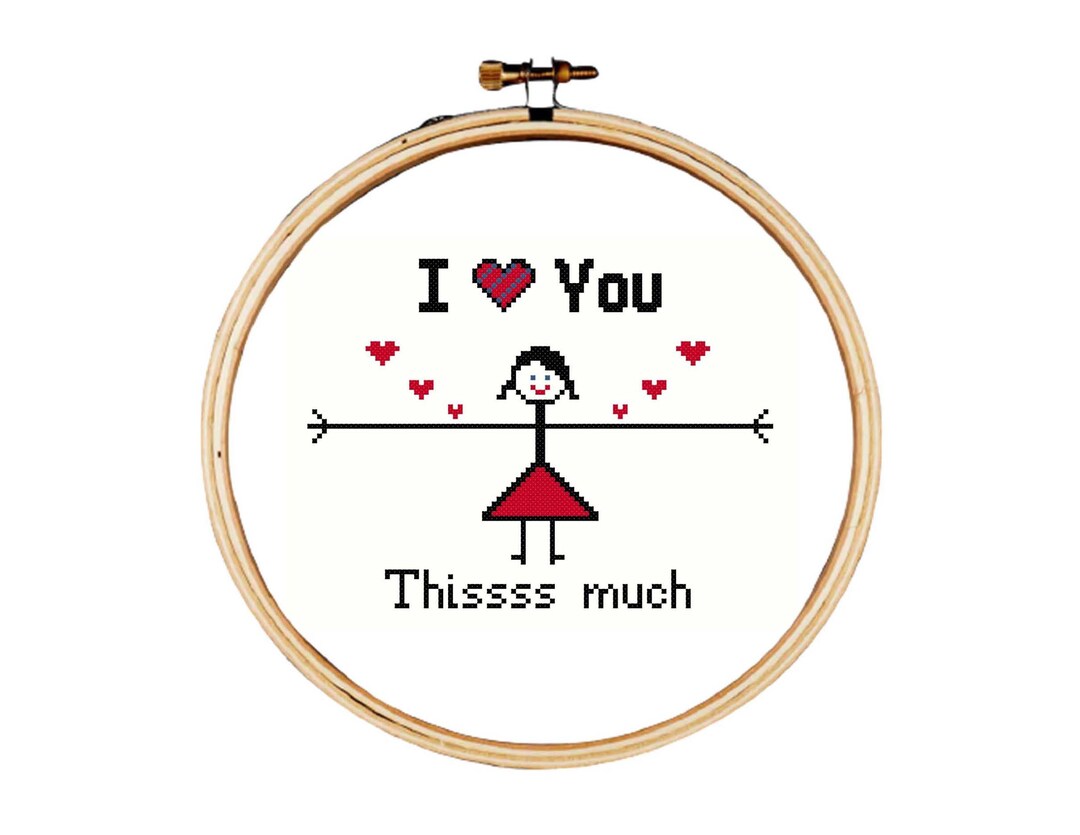 I Love You Cross Stitch Pattern, Valentine Cross Stitch Pattern, I Love