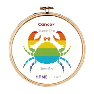 Zodiac cross stitch pattern, Cancer cross stitch pattern