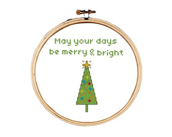 Christmas cross stitch pattern, Christmas tree cross stitch pattern, Christmas card cross stitch pattern