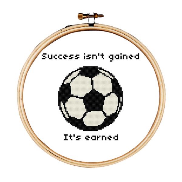 Football cross stitch pattern, Success isn't gained it's earned cross stitch pattern, football motivation cross stitch (2 sizes patterns)