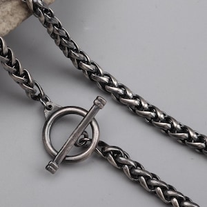 925 Solid Silver Necklace Ot Clasp, Sterling Silver Chunky Chain Necklace, Oxidized Sterling Silver Chains For Men, Anniversary Gift For Him