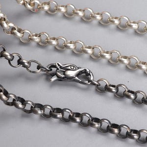 Collier homme en argent sterling 925 avec chaîne Rolo, 5 mm 6 mm de largeur, forme longue avec fermoir mousqueton, cadeau en argent pour petit ami, cadeau d&#39;anniversaire pour lui