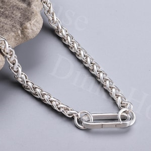 Mens Silver Braid Chain 6mm 5mm 4mm 3mm 925 Sterling Silver Cable Necklace Oxidized Silver Chains for Husband Boyfriend