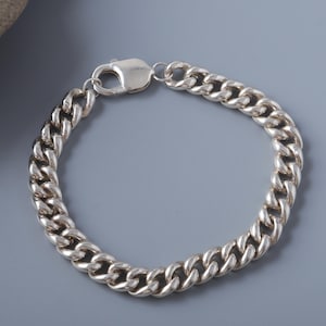 Bracelet épais pour homme, chaîne Cuba, 8 mm, argent sterling 925
